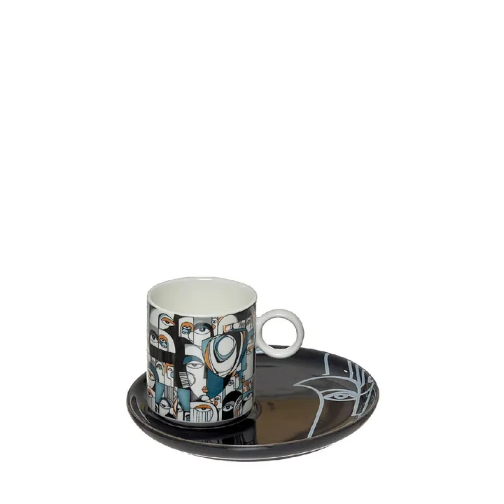 Juego de 6 tazas de café con platillo de porcelana