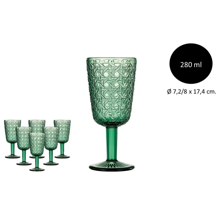 Caja 6 copas relieve verde 280 ml (pack de 6)